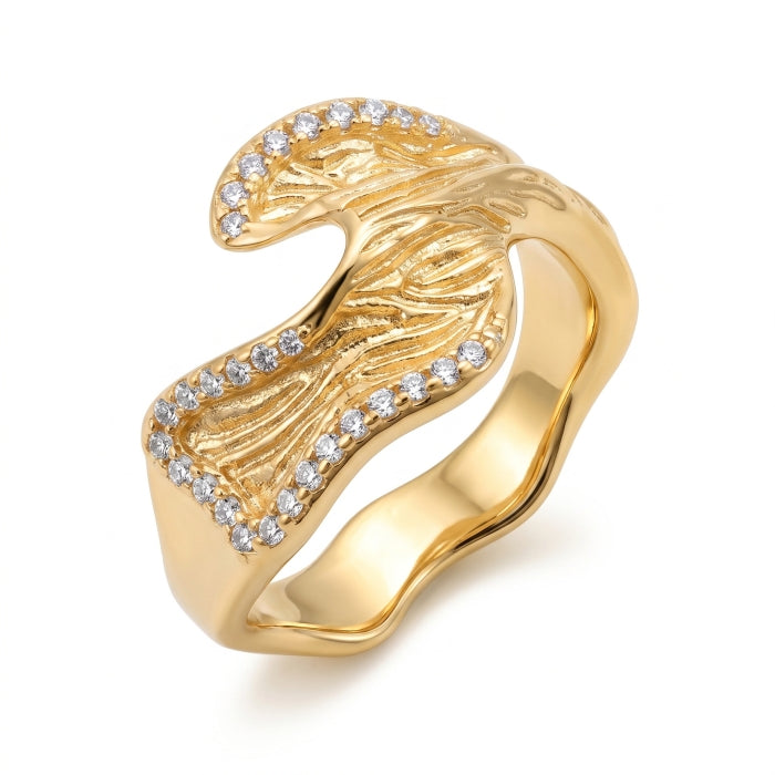 Sunshine CZ Textured Ring