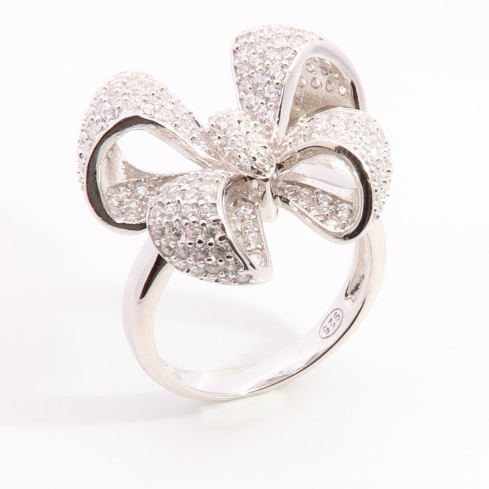 Silver Exquisite CZ Bow Ring - John Ross Jewellers
