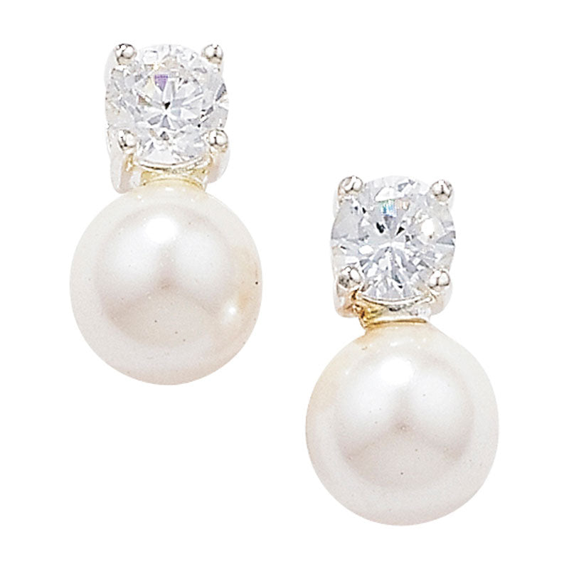 Silver CZ & Pearl Stud Earrings - John Ross Jewellers