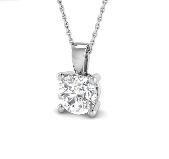 18ct White Gold Diamond Solitaire Pendant 1.01ct - John Ross Jewellers