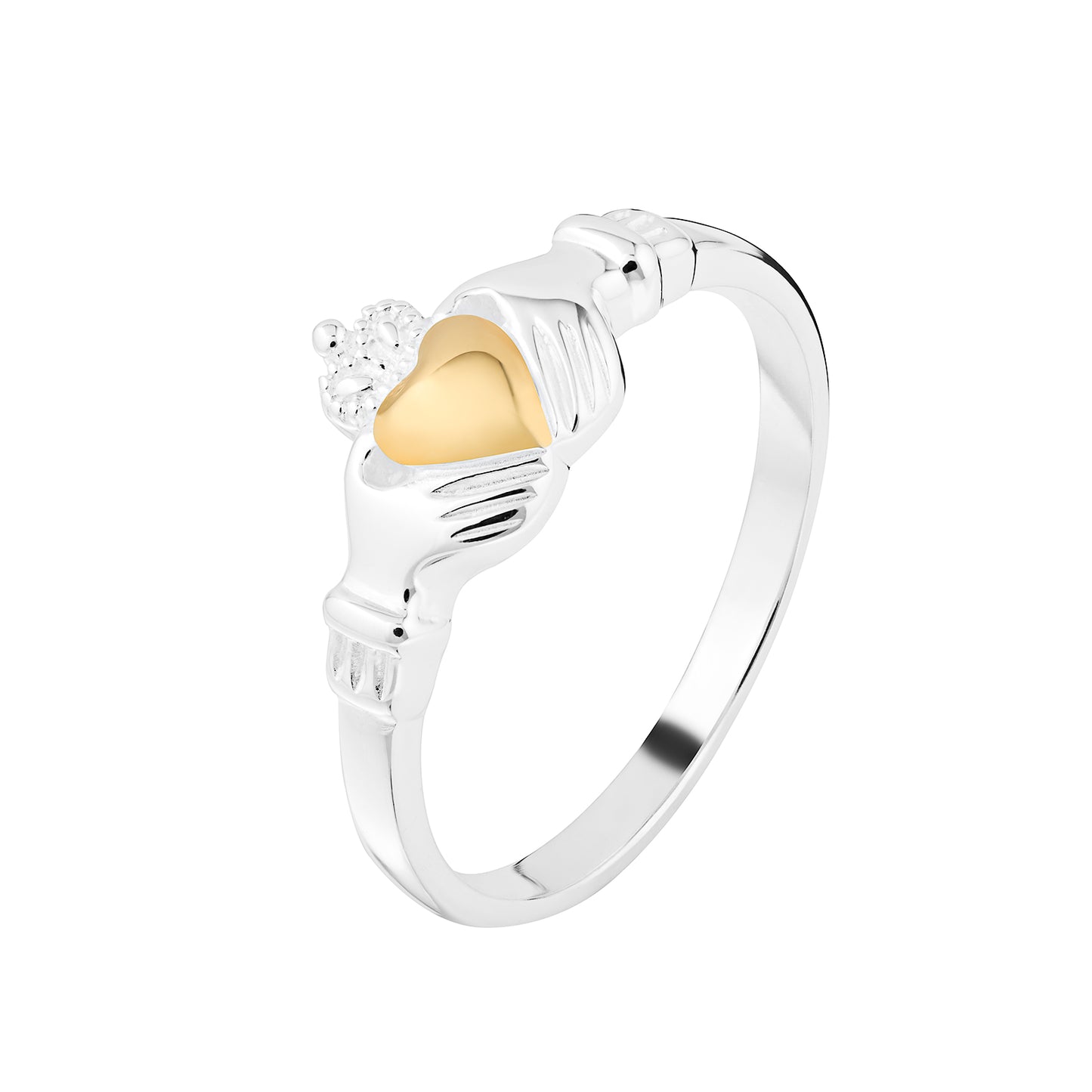 Silver Heart of Gold Claddagh Ring