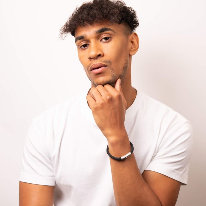 FRED BENNETT Antique Grey Woven Leather Bracelet - John Ross Jewellers