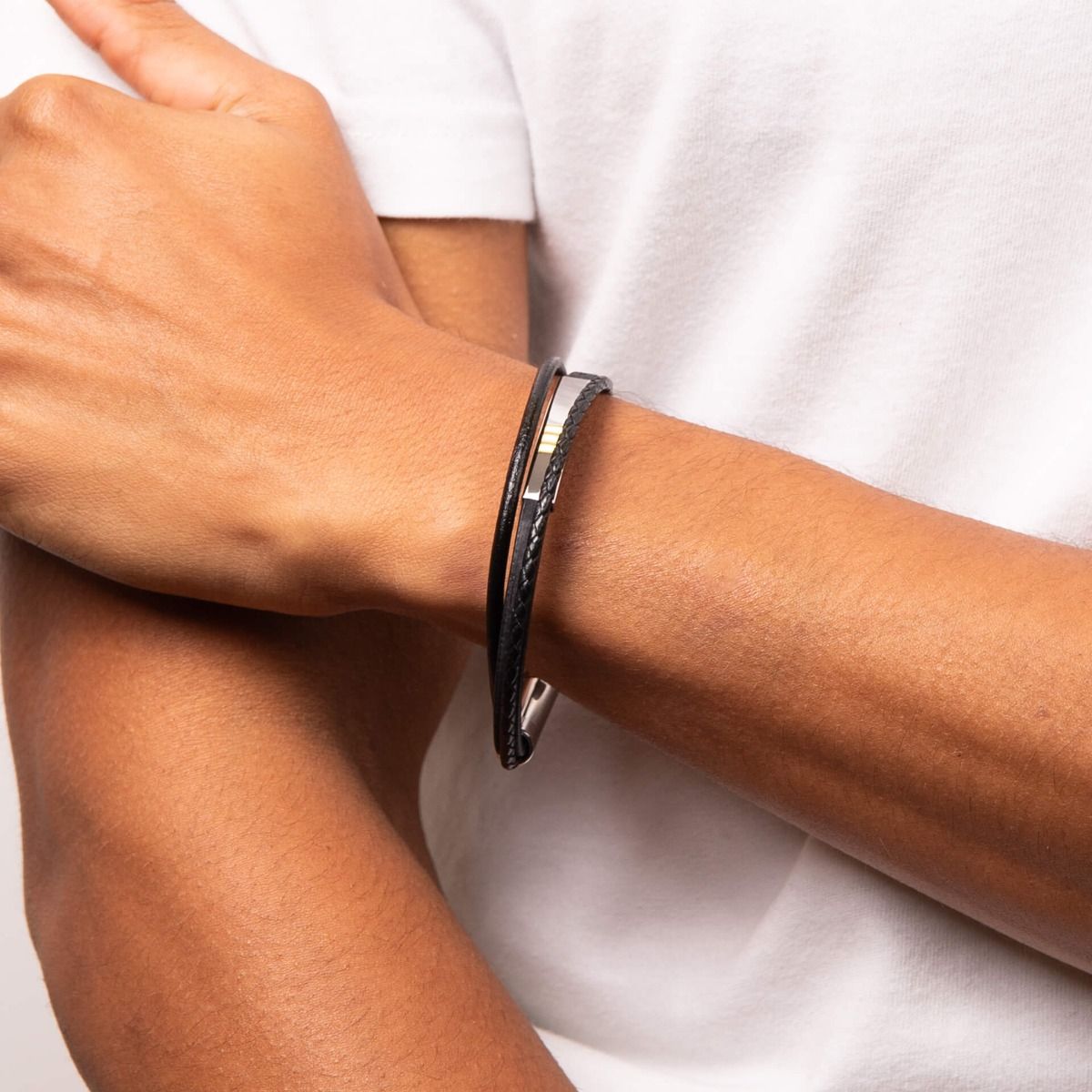 FRED BENNETT Reborn Black Leather Two Row Bracelet - John Ross Jewellers