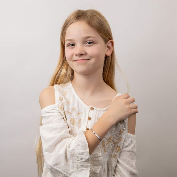 Kids Silver Diamond Heart Hinged Bangle - D for Diamond - John Ross Jewellers