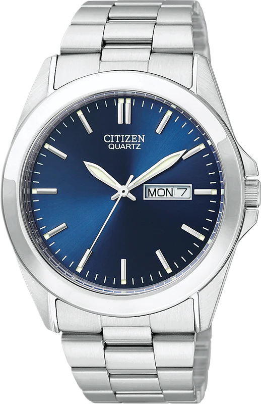 Citizen Silver Quartz Classic Day-Date Watch | Blue Dial - John Ross Jewellers