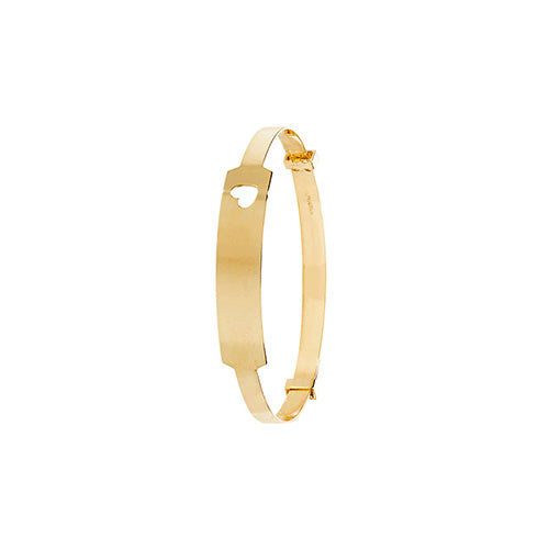 9ct Gold Heart Cut Out Identity Baby Bangle