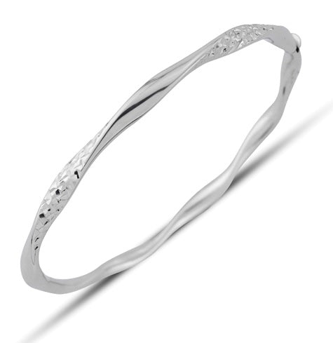 9ct White Gold Kisses with a Twist Bangle - John Ross Jewellers