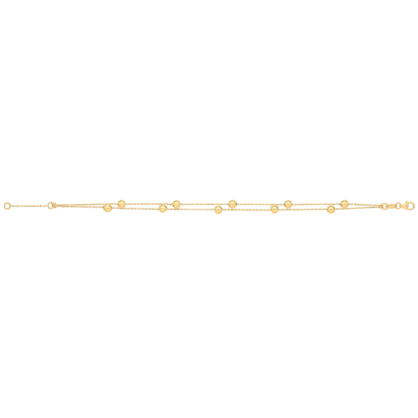 9ct Gold Bead & Chain Double Bracelet - John Ross Jewellers