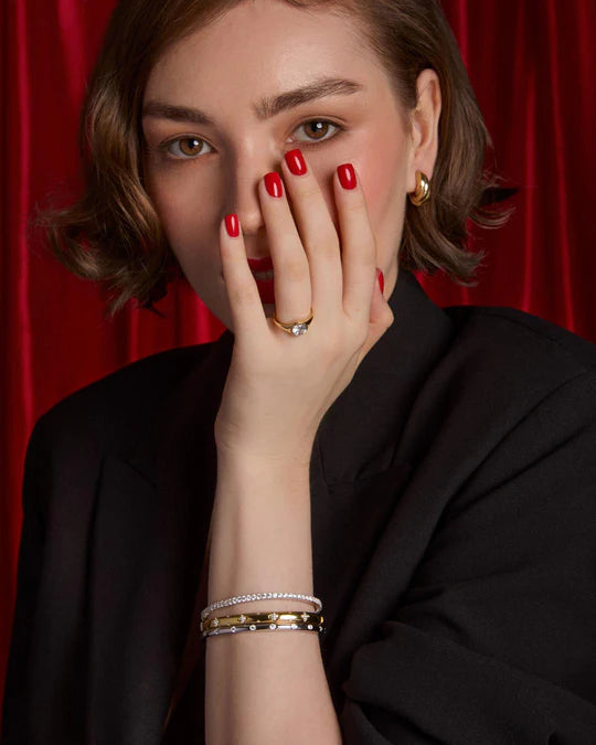 Sunshine CZ Quatrefoil Oval Bangle - John Ross Jewellers