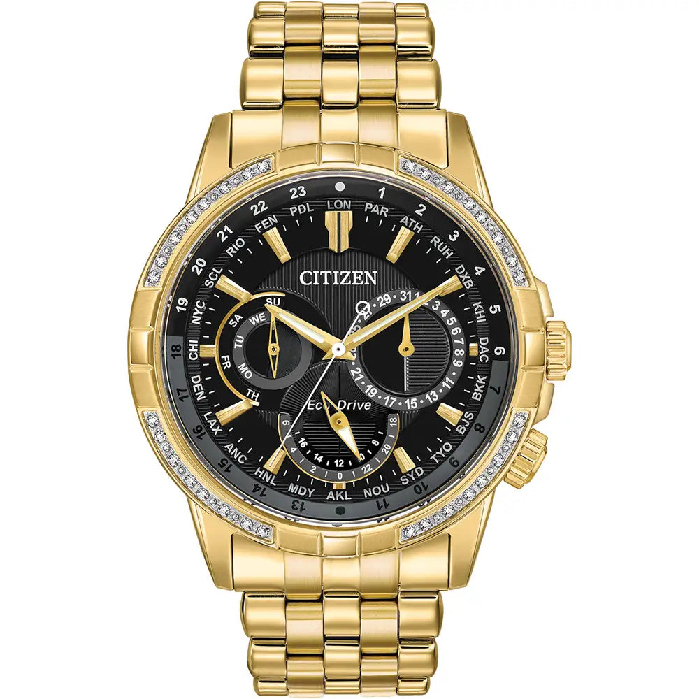 Citizen Calendrier Gold Eco-Drive Watch | Diamond - John Ross Jewellers