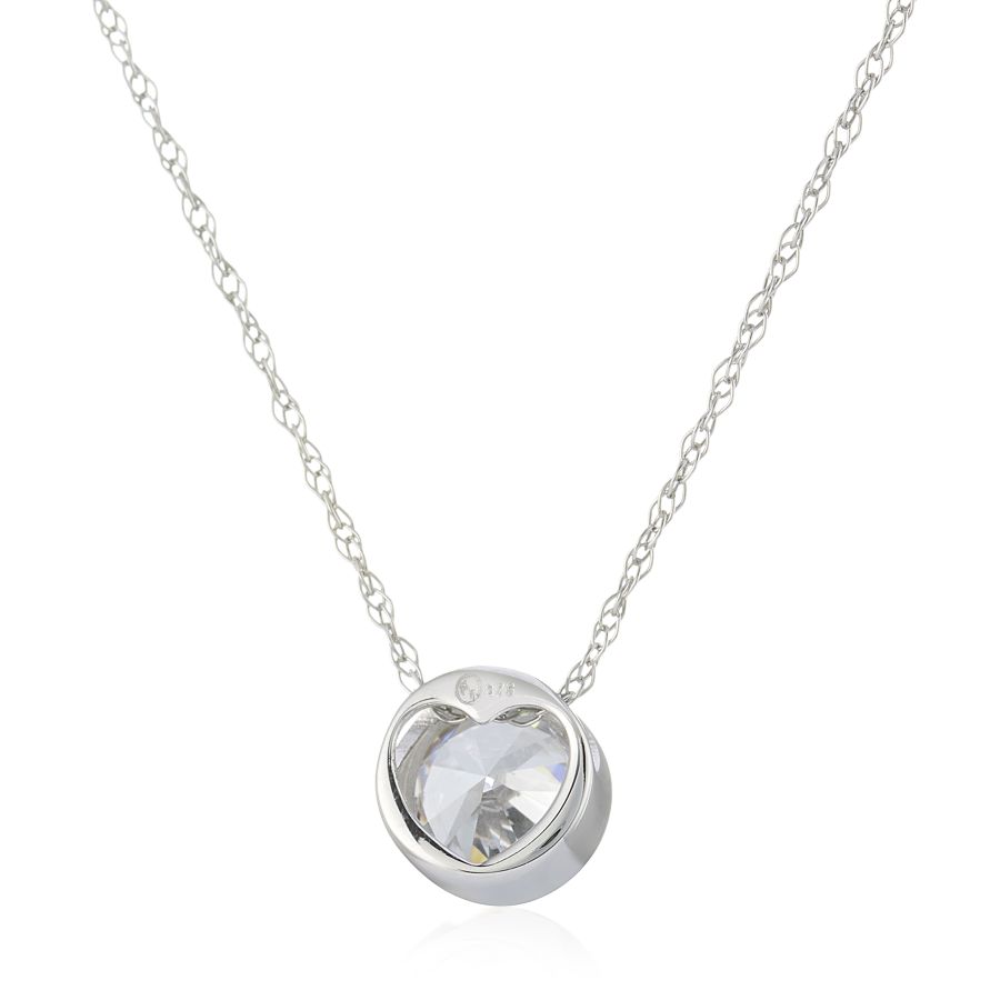 9ct White Gold CZ Slider Necklace