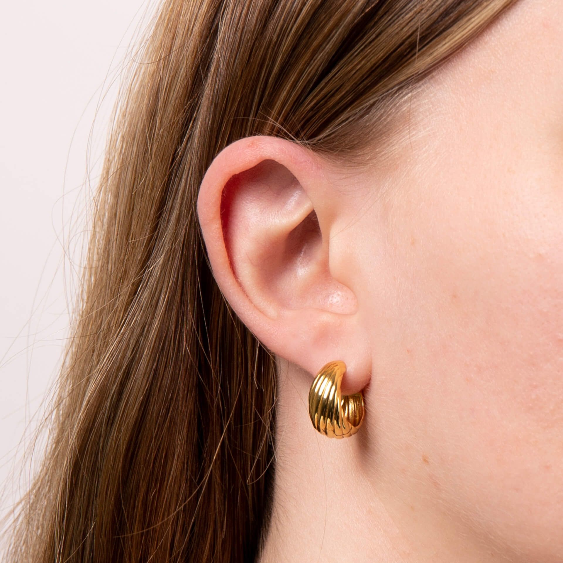 Sunshine Chunky Lined Huggie Hoop Earrings 17mm John Ross