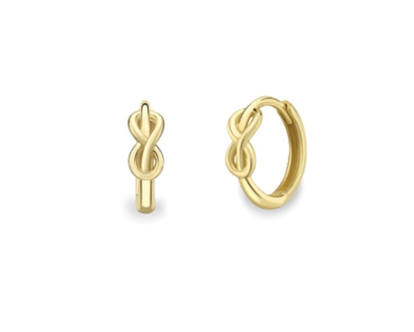 9ct Gold Infinity Huggie Hoop Earrings | 12mm - John Ross Jewellers