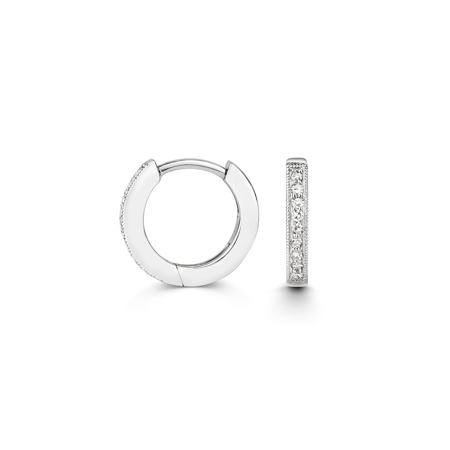 9ct White Gold Diamond Hoop Earrings | 0.10ct