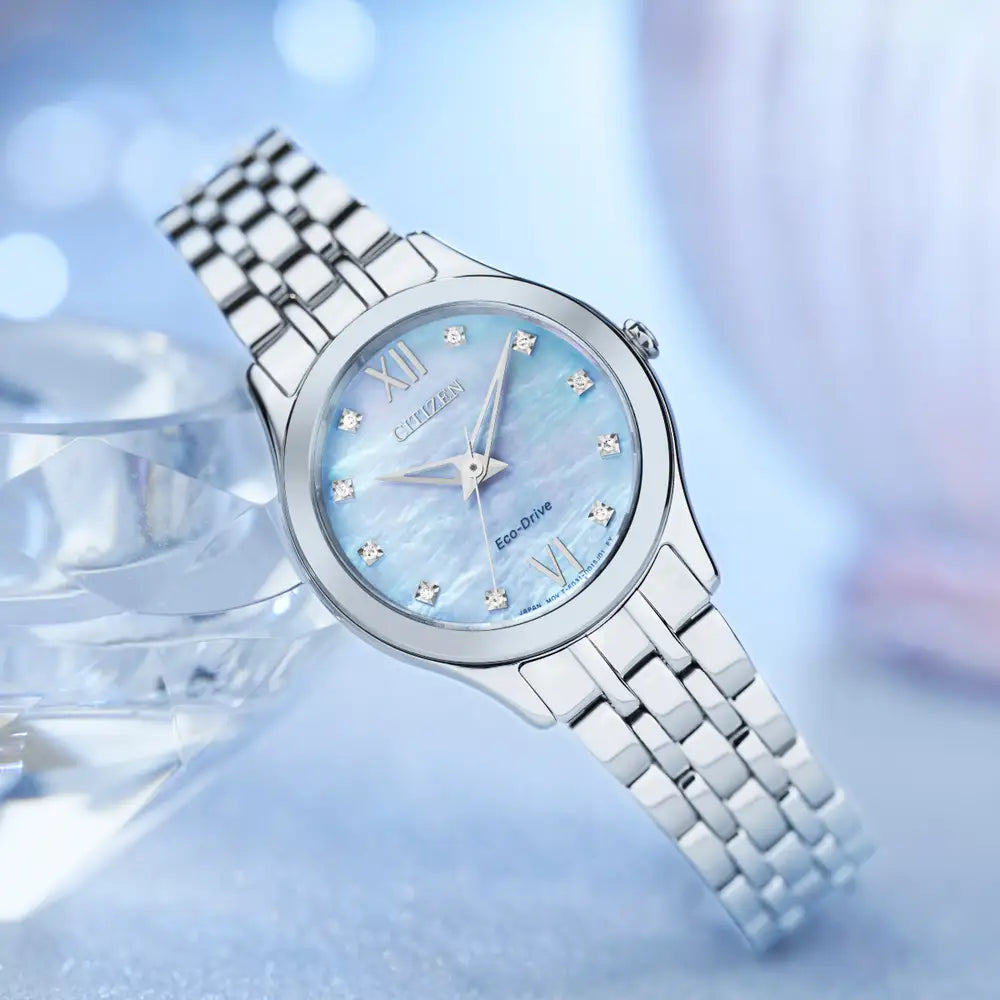 Citizen Silhouette Diamond Silver Ecodrive Ladies Watch - John Ross Jewellers