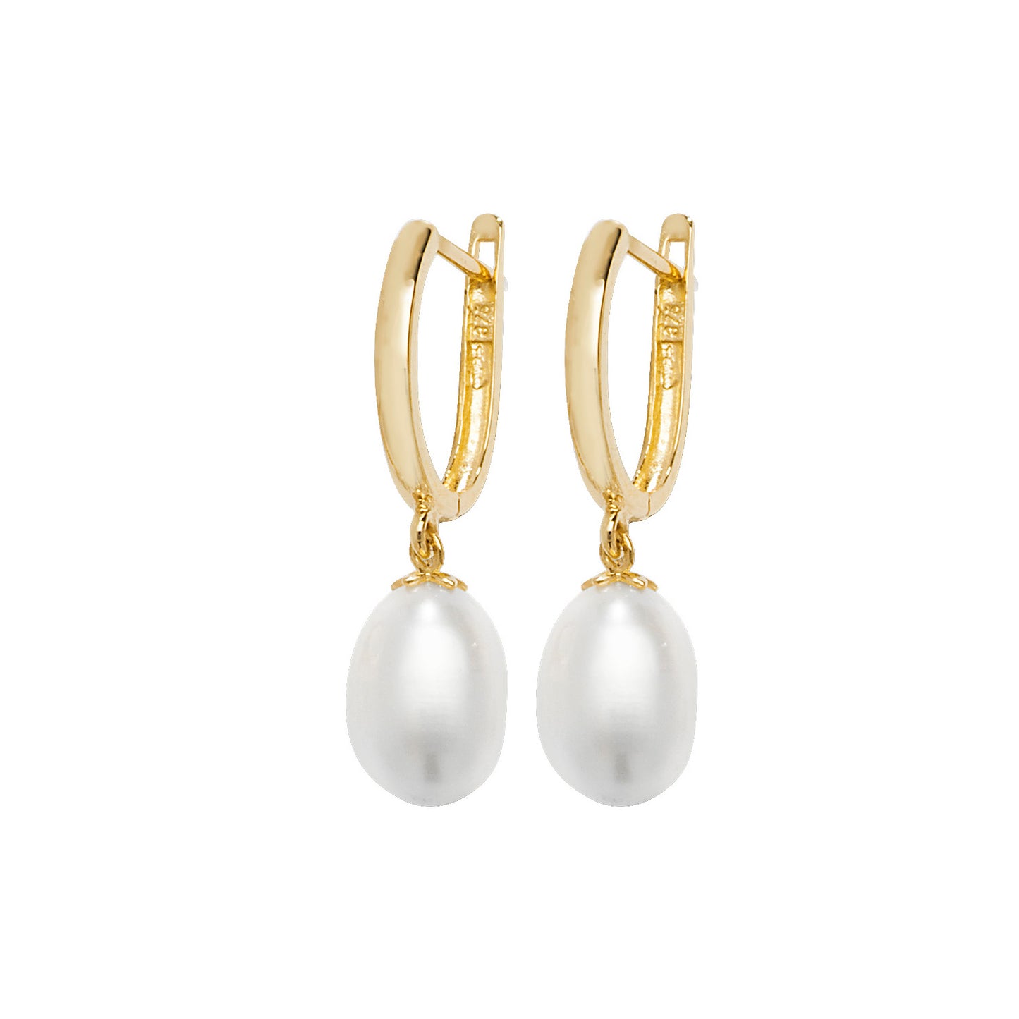9ct Gold Pearl Hoop Earrings - John Ross Jewellers