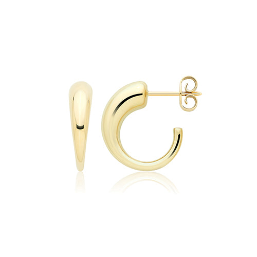 9ct Gold Graduated Half Hoop Earrings | 8mm