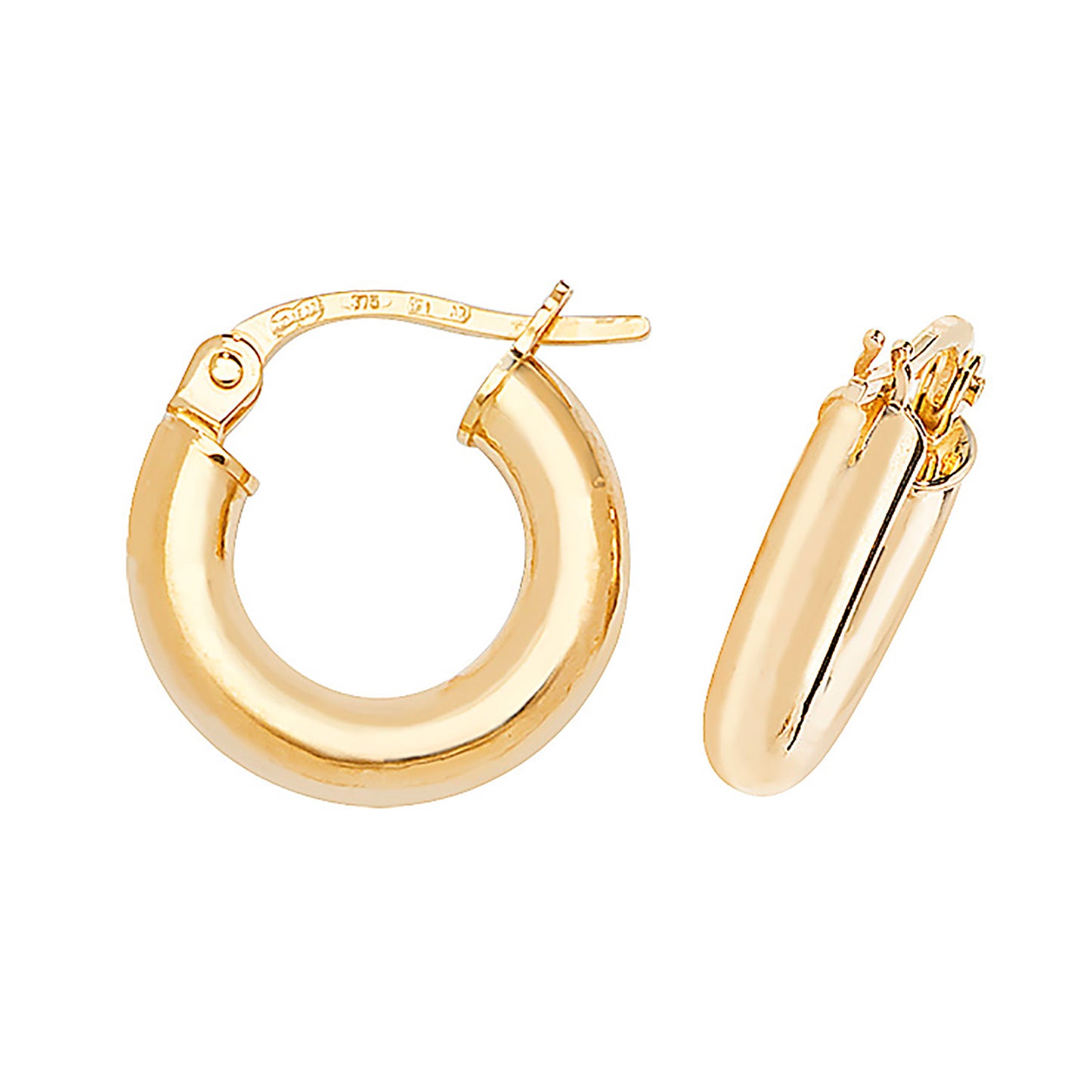 9ct Gold Tube Hoop Earrings 8mm - John Ross Jewellers