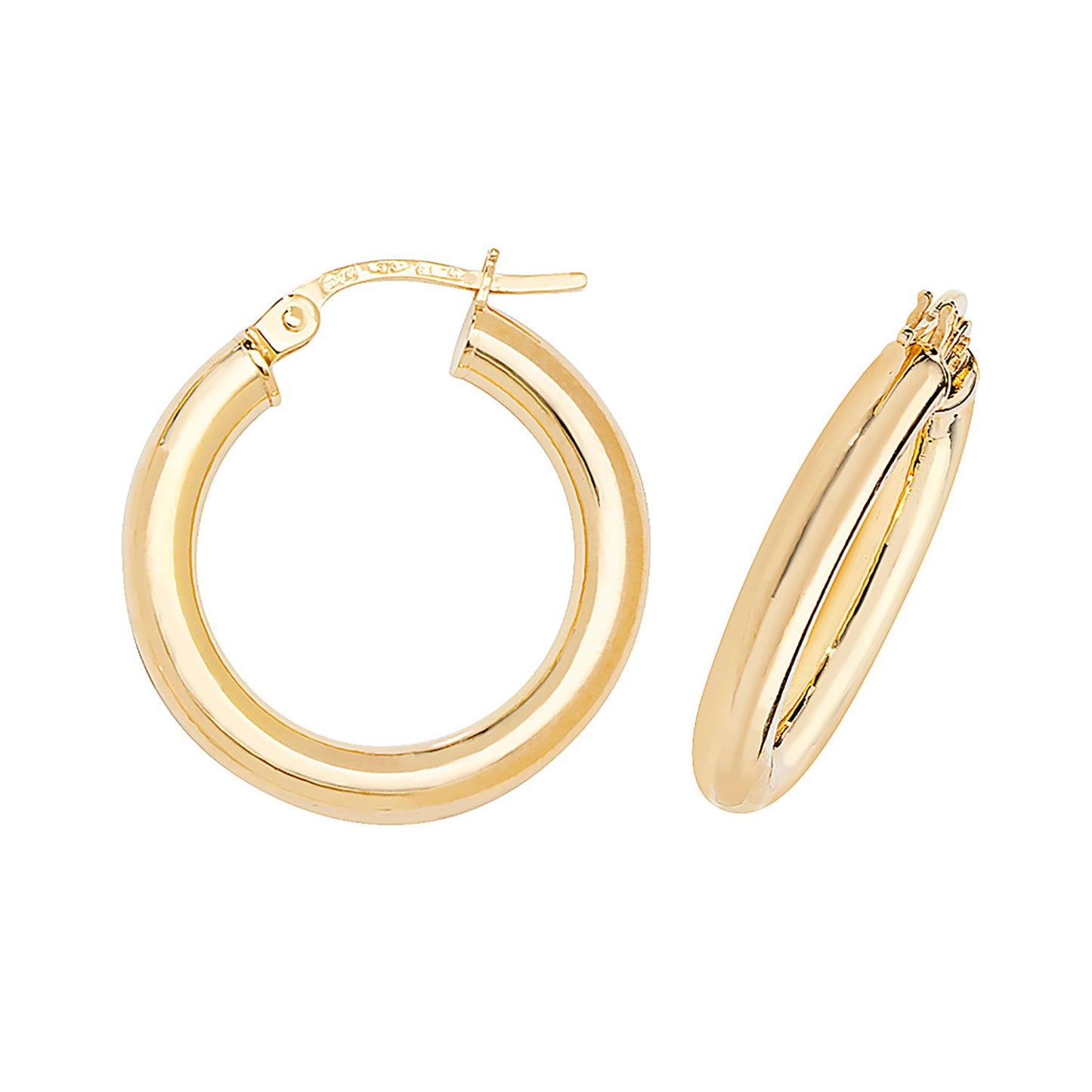 9ct Gold Tube Hoop Earrings 15mm - John Ross Jewellers