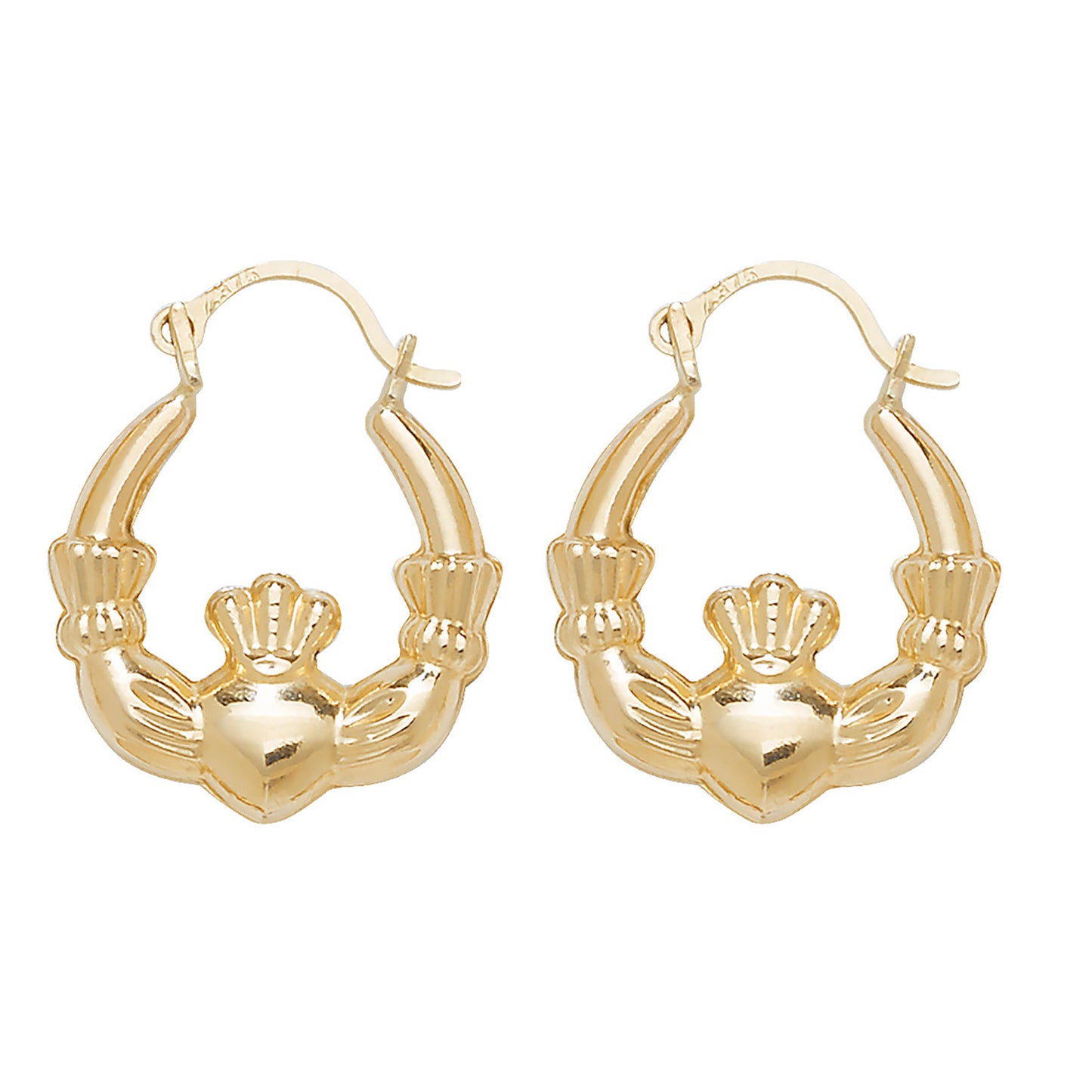 9ct Gold Small Claddagh Hoop Earrings - John Ross Jewellers