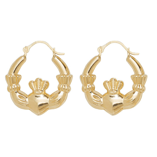 9ct Gold Claddagh Hoop Earrings
