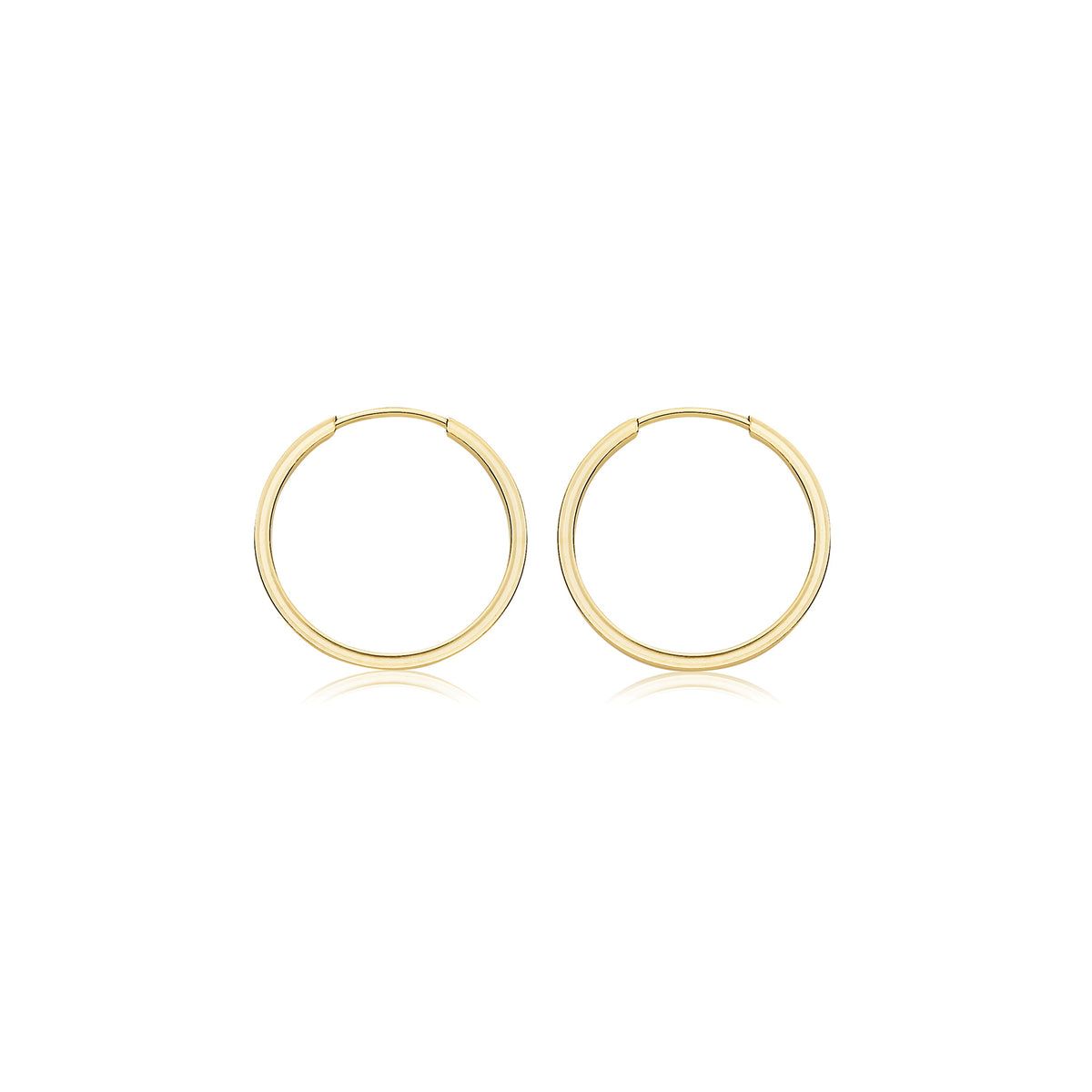 9ct Gold 14mm Sleeper Earrings | Square Tube
