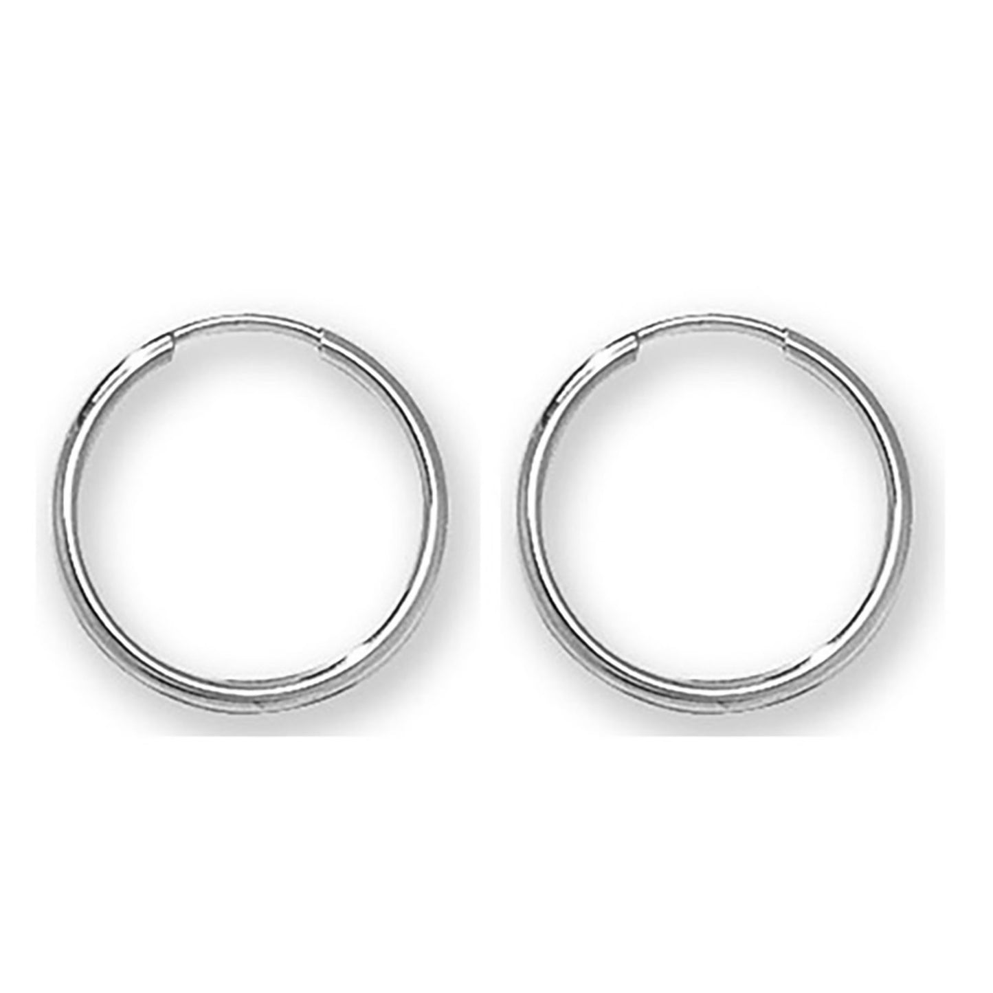 9ct White Gold 14mm Sleeper Earrings - John Ross Jewellers