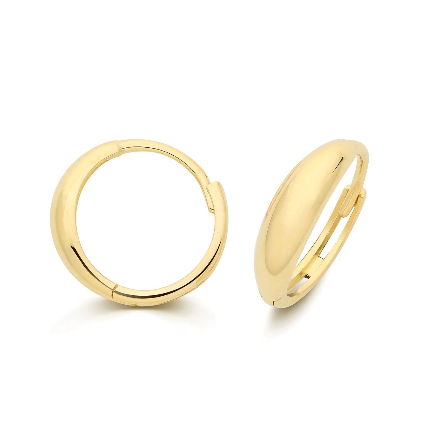 9ct Gold Tapered Huggie Hoop Earrings | 12mm - John Ross Jewellers