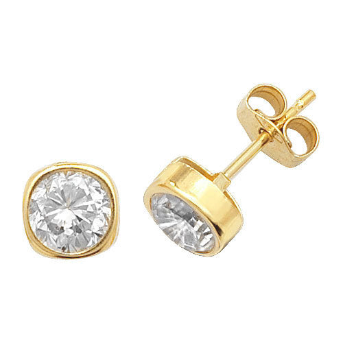 9ct Yellow Modern Bezel Set Stud Earrings | 4mm