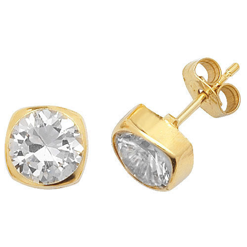 9ct Yellow Modern Bezel Set Stud Earrings | 5mm