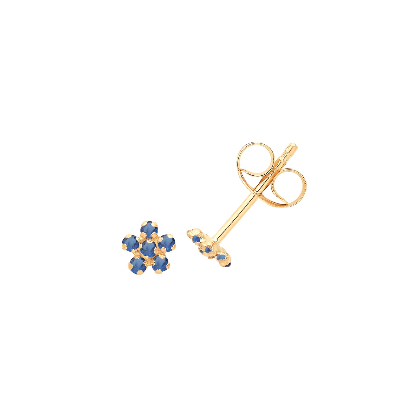 9ct Gold Totsy Blue CZ Flower Stud Earrings - John Ross Jewellers