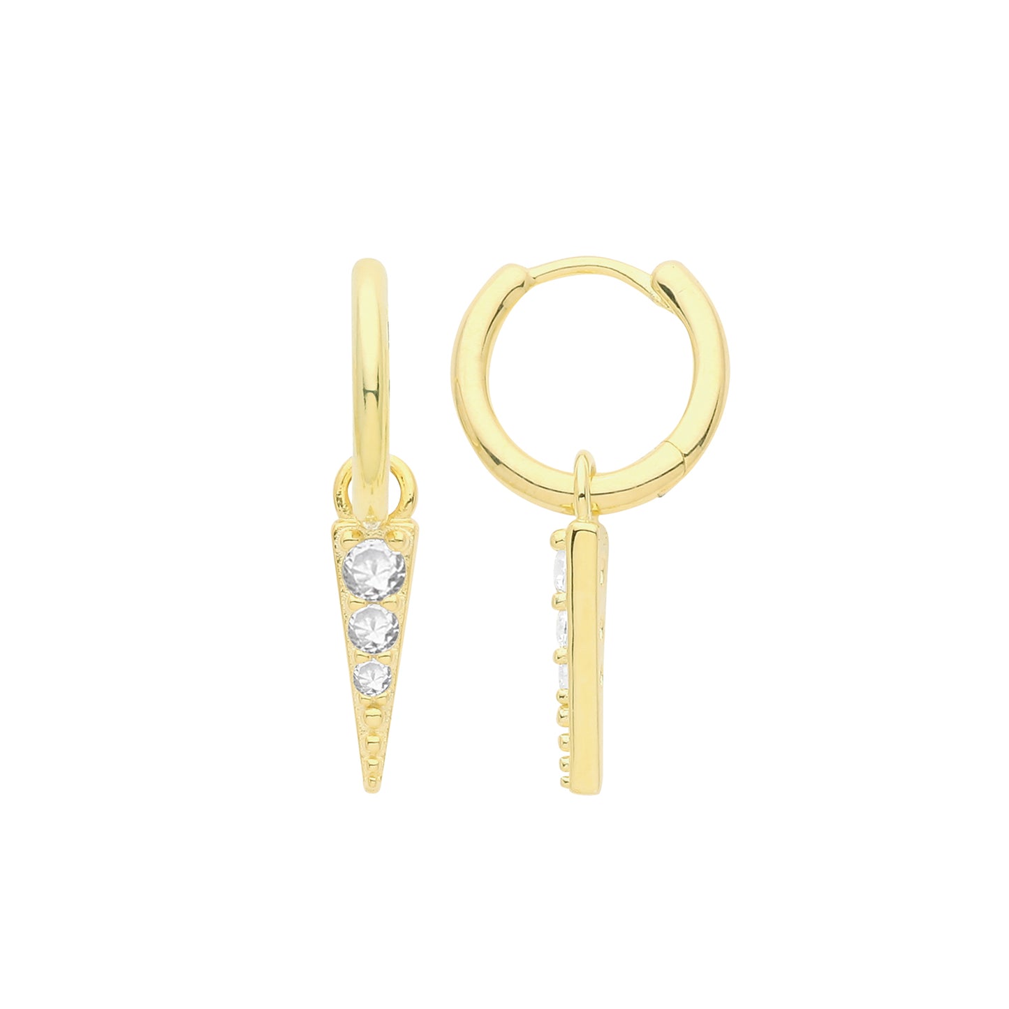 Sunshine CZ Spike Charm Huggie Hoop Earrings | 10mm