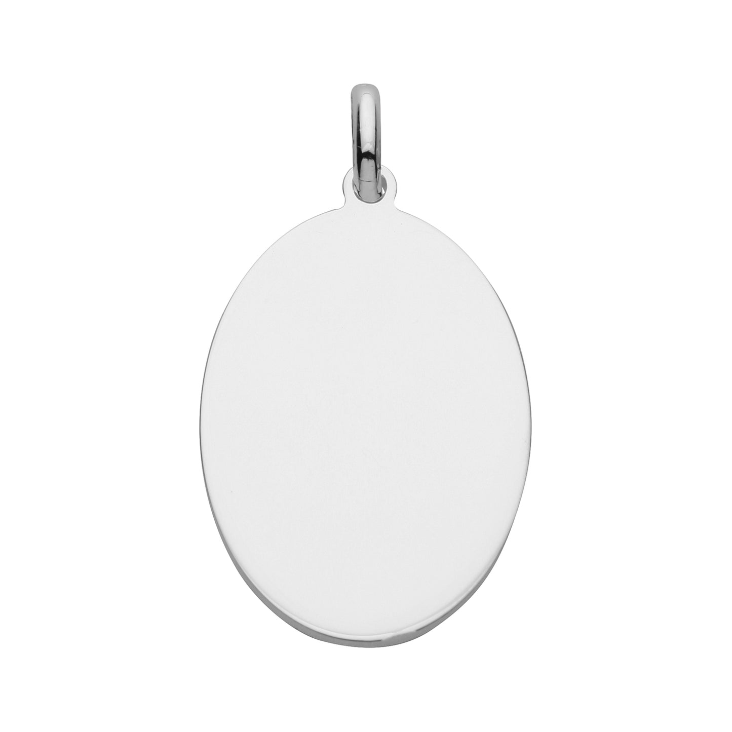 Silver Oval Disc Necklace | 18mm Diameter - John Ross Jewellers