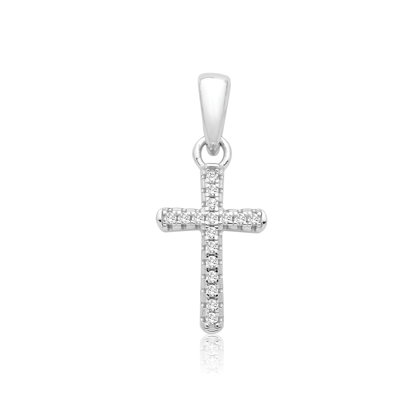Silver CZ Mini Cross Necklace - John Ross Jewellers