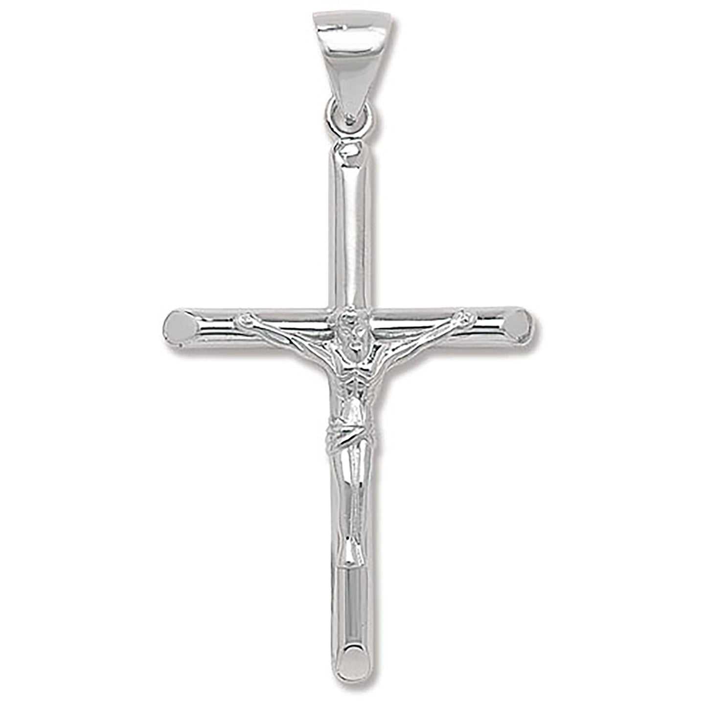 Silver Chamfered Crucifix Cross Necklace - Extra Extra Large - John Ross Jewellers