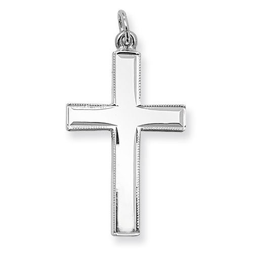 Silver Edged Block Cross Necklace - Extra Large