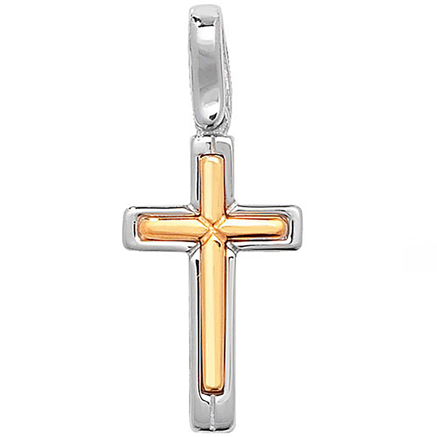 Silver Two Tone Cross Necklace - John Ross Jewellers