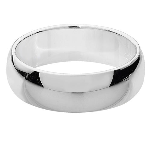 Silver 6mm D-Shaped Wedding Band