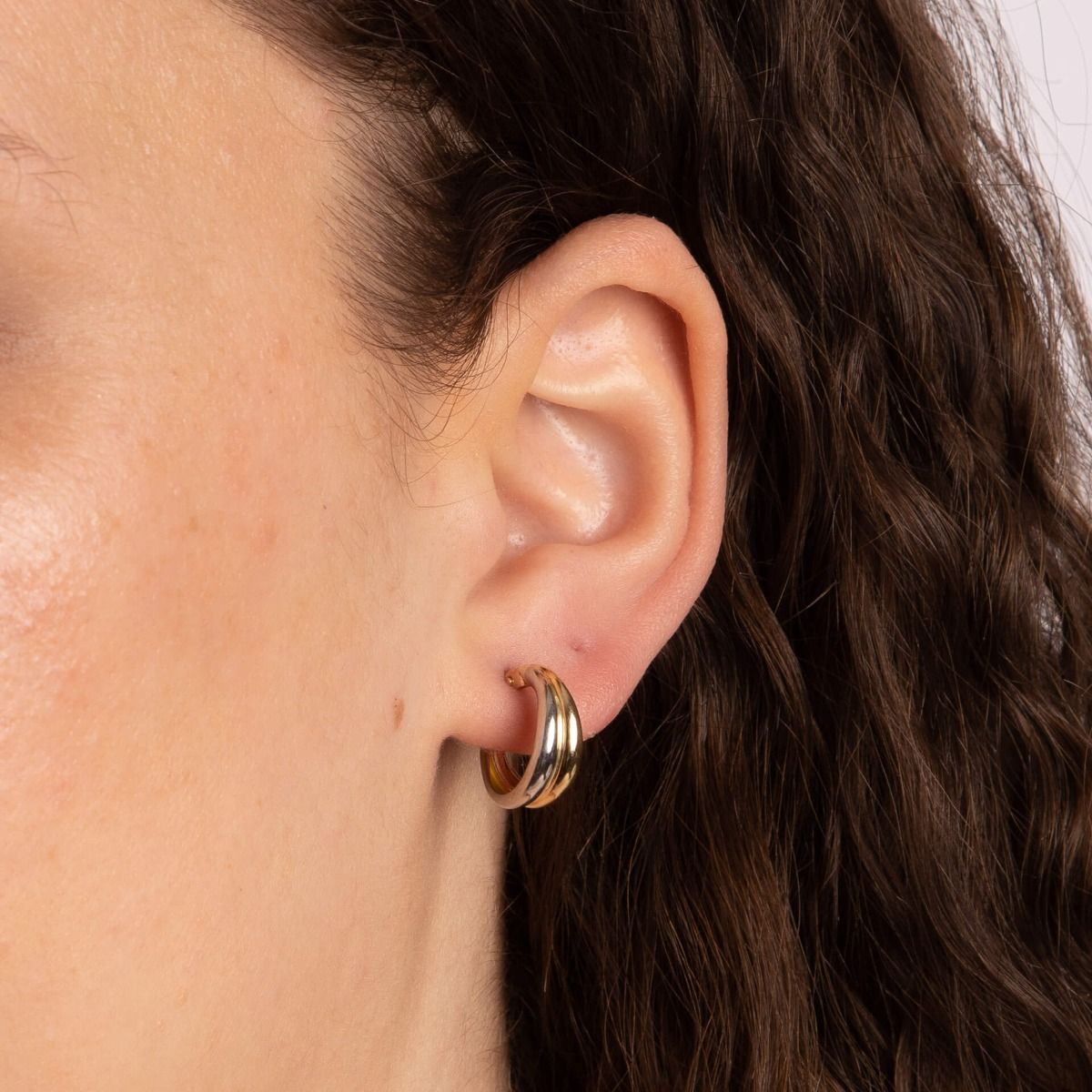 9ct Gold Two Tone Hoop Earrings - John Ross Jewellers
