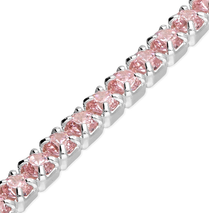 Silver Pink CZ Line Necklace - John Ross Jewellers