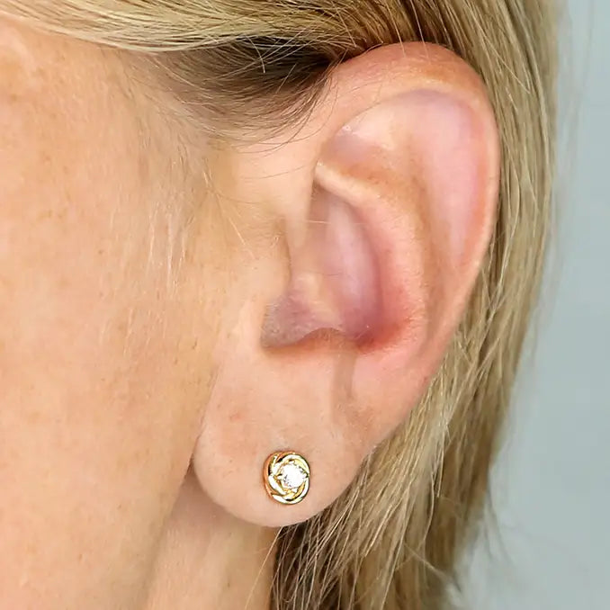 Sunshine CZ Knot Stud Earrings - John Ross Jewellers