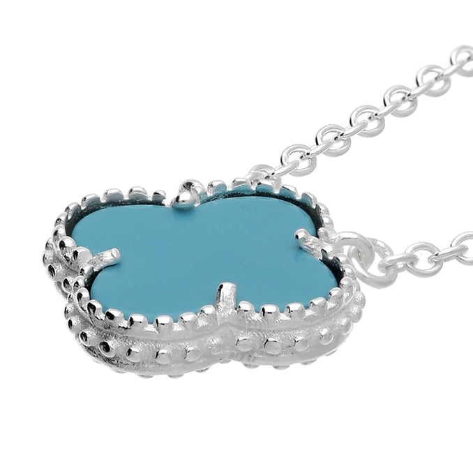 Silver Turquoise Quatrefoil Necklace - John Ross Jewellers