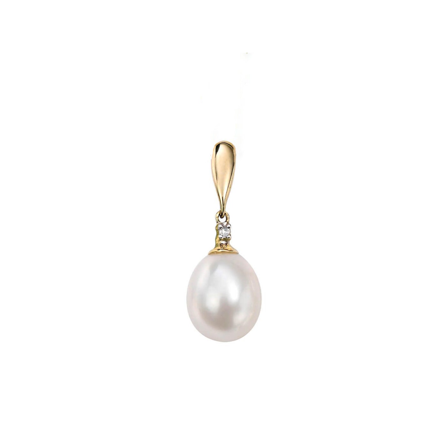 9ct Gold Freshwater Pearl & Diamond Pendant Necklace - John Ross Jewellers