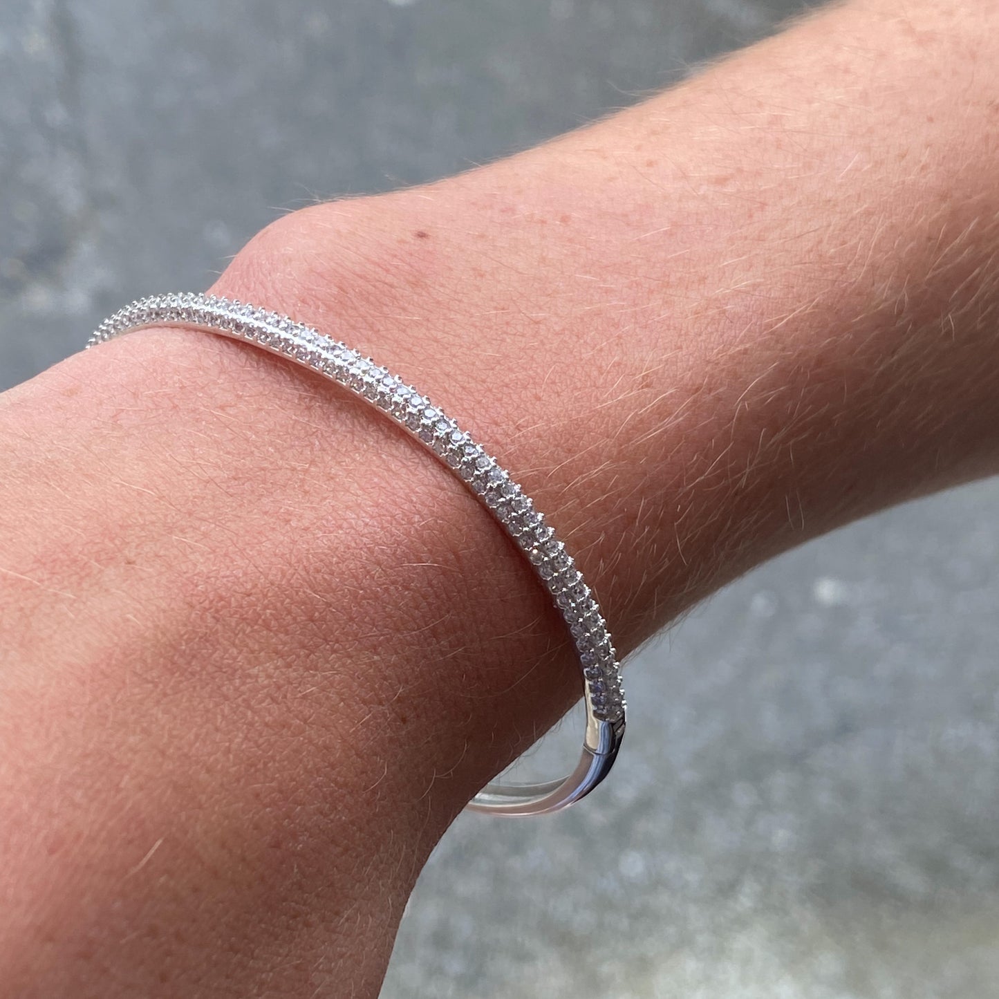 Silver Pavé CZ Bangle - John Ross Jewellers