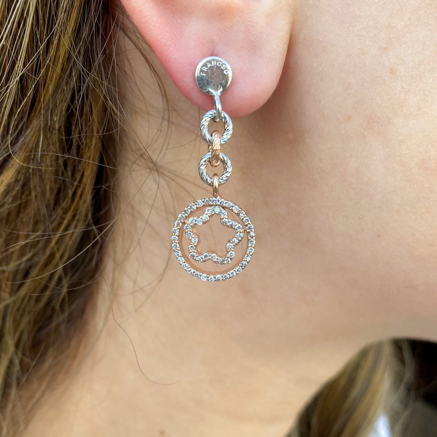 Rose Silver CZ Fraboso Star Drop Earrings - John Ross Jewellers