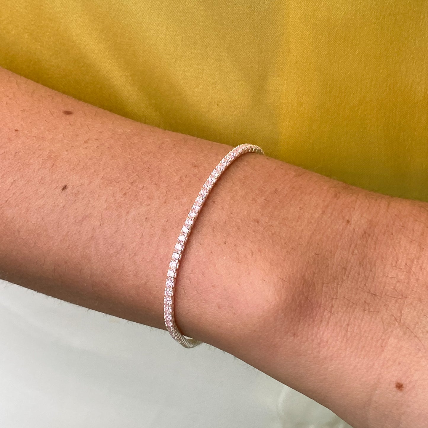 Silver Pink CZ Line Bracelet 20.5cm - John Ross Jewellers