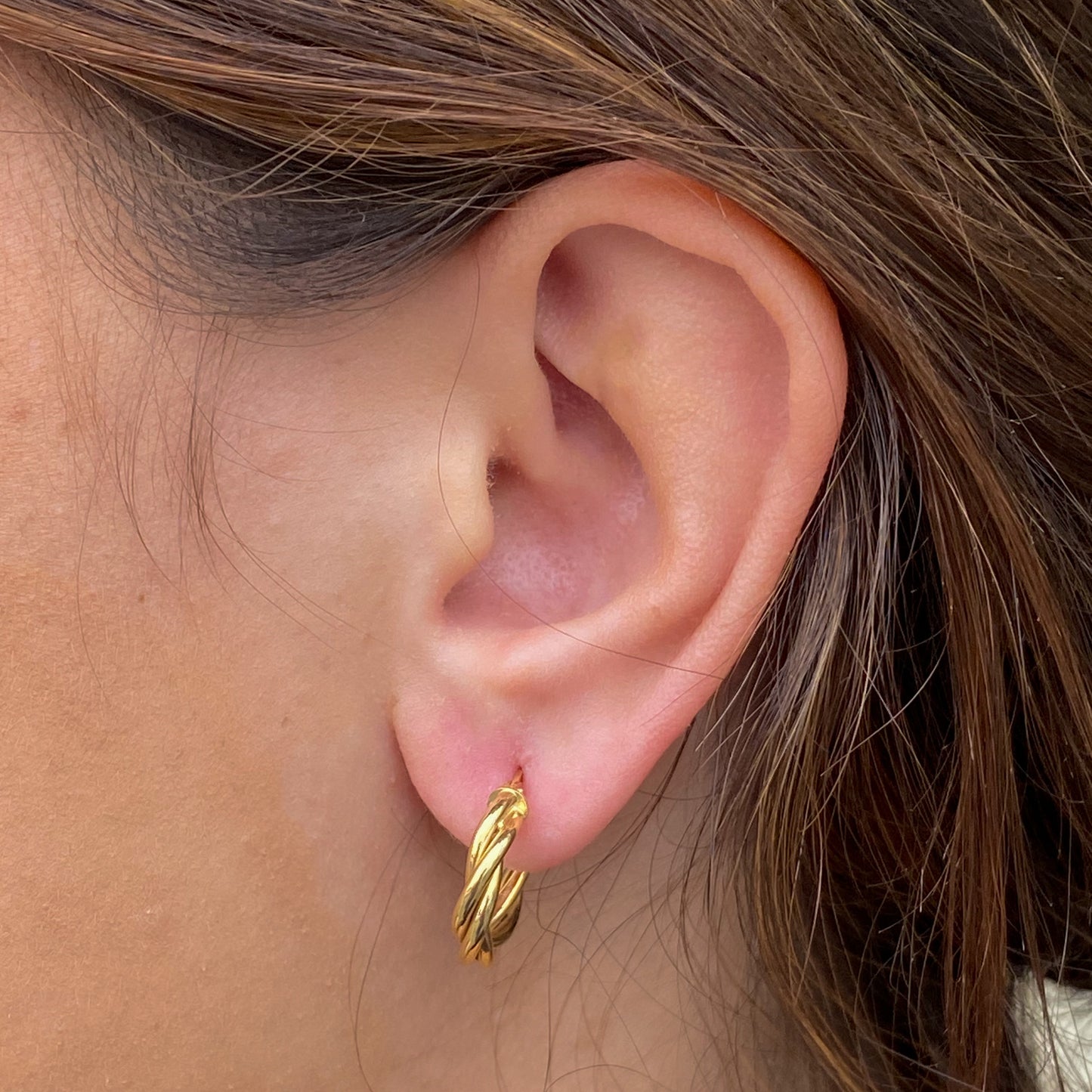 9ct Gold Braided Twist Hoop Earrings | 10mm - John Ross Jewellers