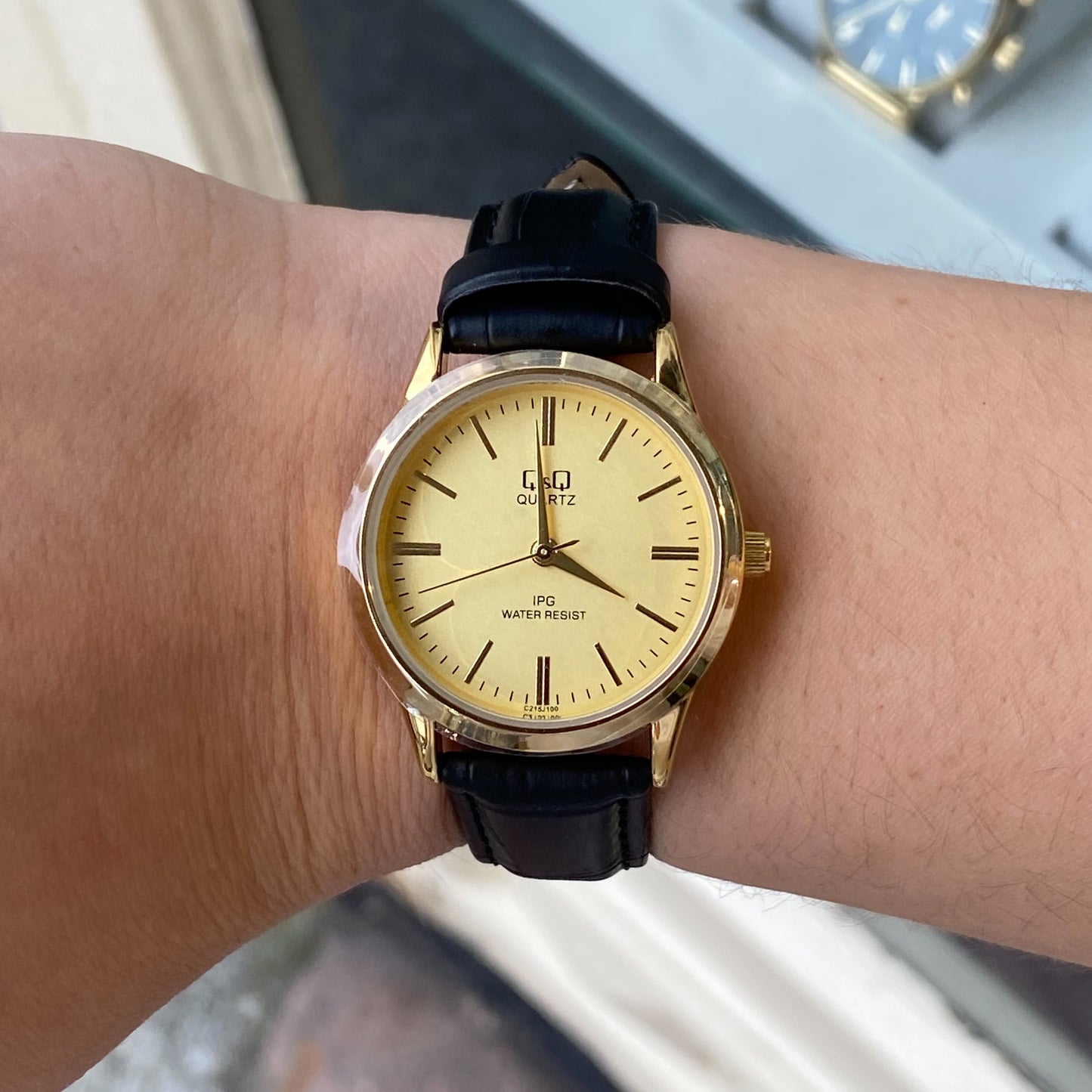 Q&Q Ladies Gold Leather Watch - John Ross Jewellers
