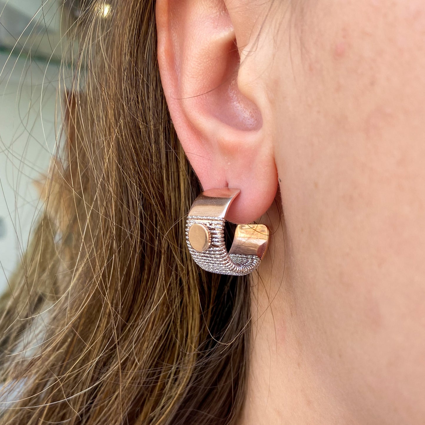 Rose Silver Fraboso Wide Hoop Earrings - John Ross Jewellers