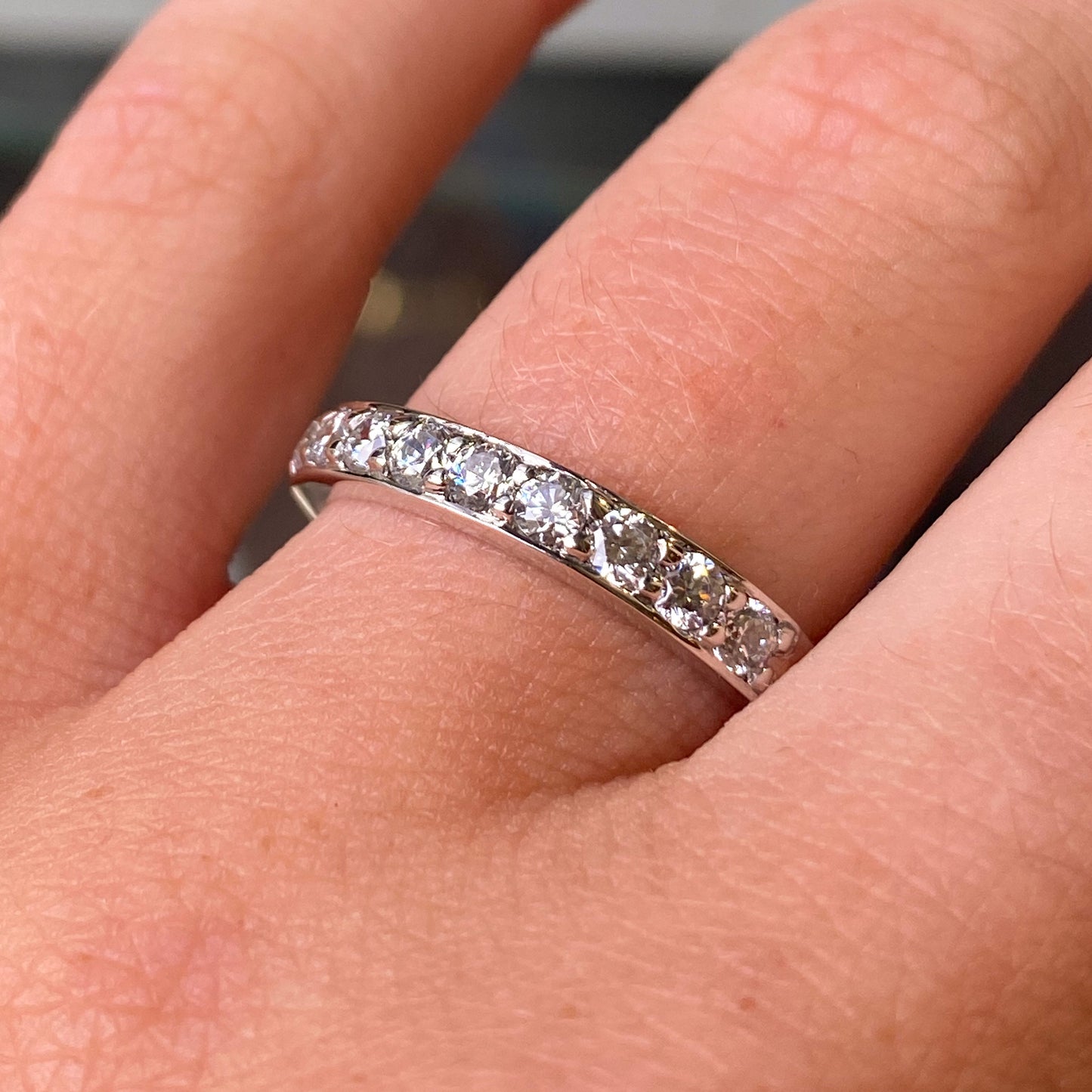 9ct White Gold Nine Stone CZ Eternity Ring - John Ross Jewellers